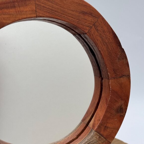 Minimalist Round Mirror, Wooden Vanity Mirror, Rustic Circle Mirror Bedroom Entr - Picture 3 of 10